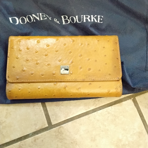 Dooney Bourke Vintage Ostrich w Bamboo Handles extra shoulder strap w/Wallet - Picture 7 of 8